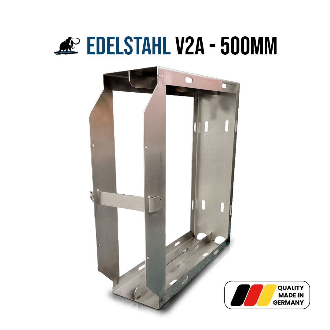 Doppelhalter Edelstahl (V2A) für Stützplatte BS500x500