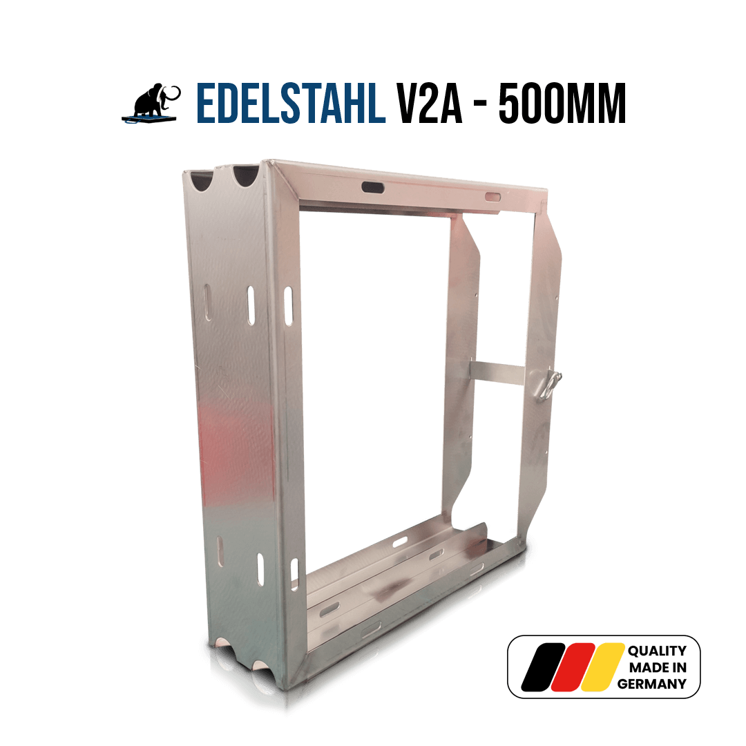 Doppelhalter Edelstahl (V2A) für Stützplatte BS500x500