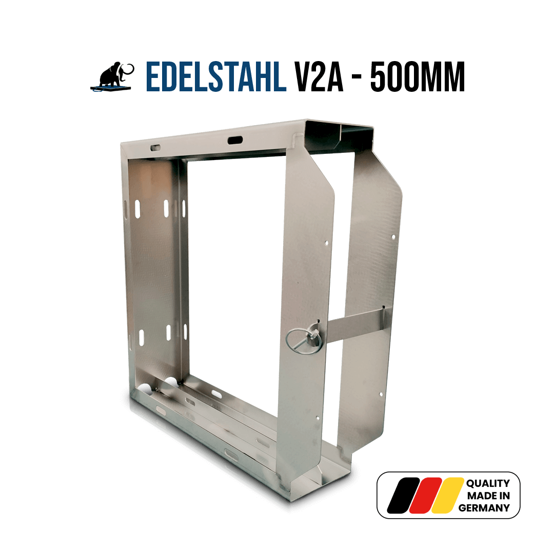 Doppelhalter Edelstahl (V2A) für Stützplatte BS500x500